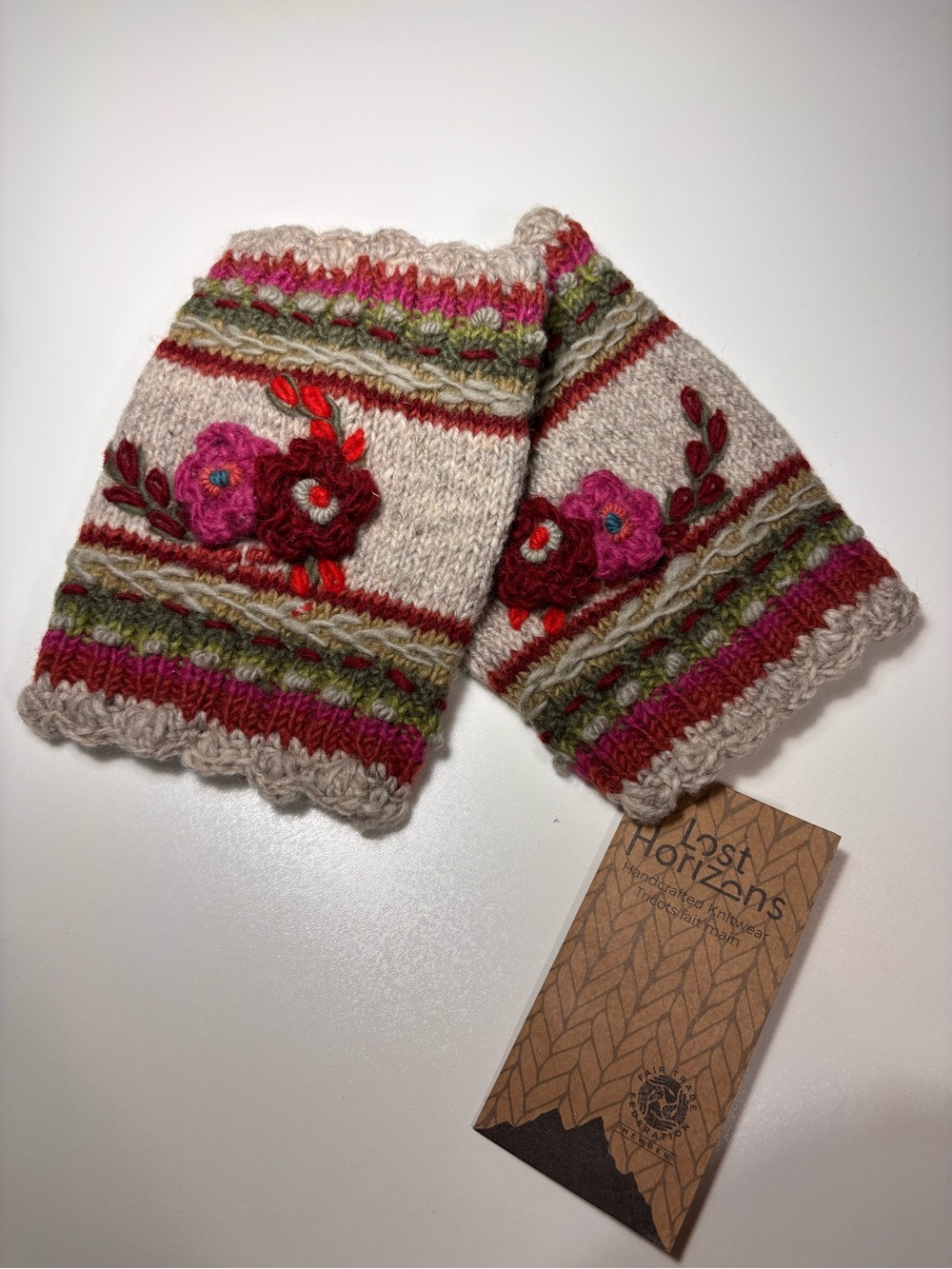 Lost Horizons Lassen Wool Boot Cuffs Floral Embroidered Fair Trade Handmade